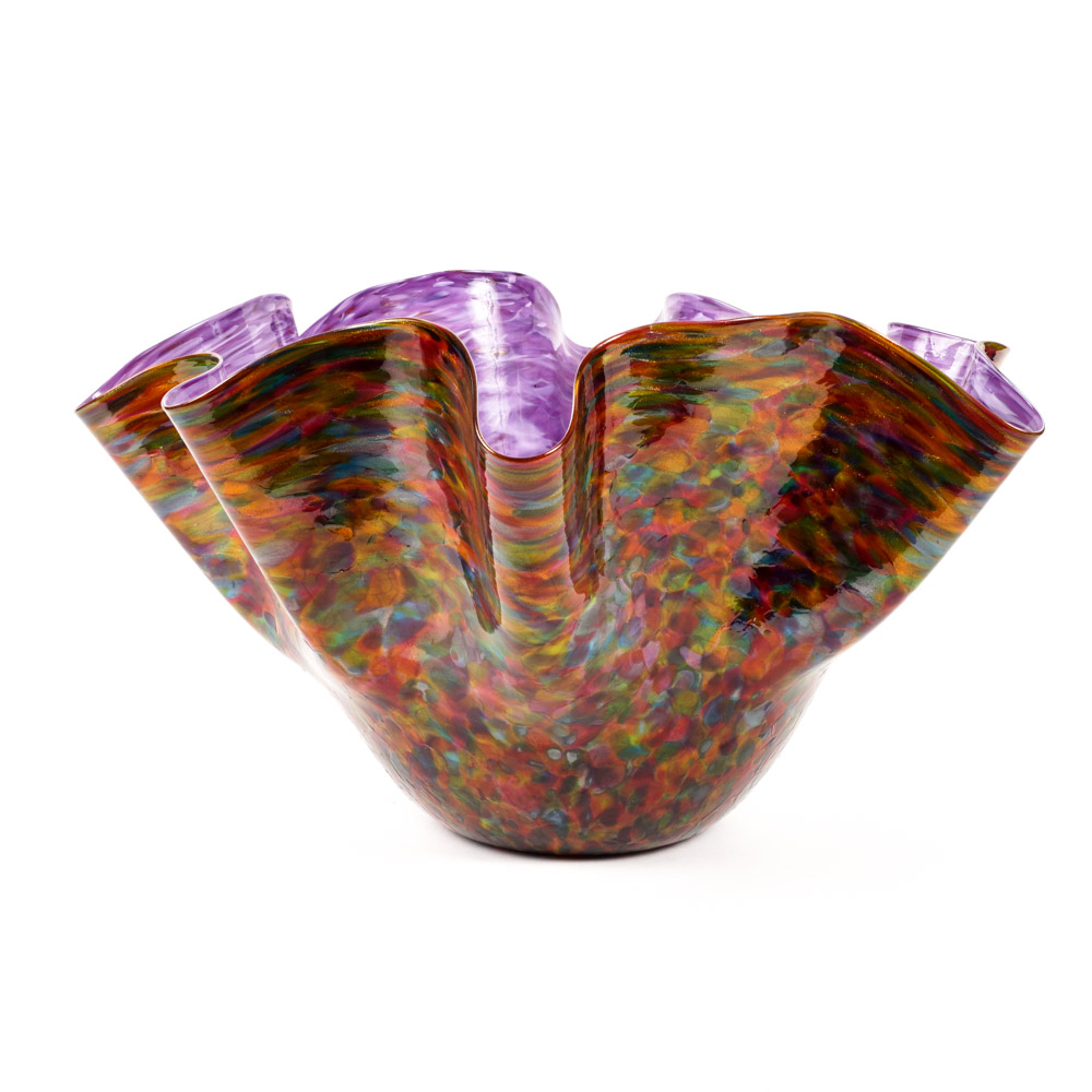 Dirwood 2008 Hand-Blown Artisan "End of Day Glass" Handkerchief Vase
