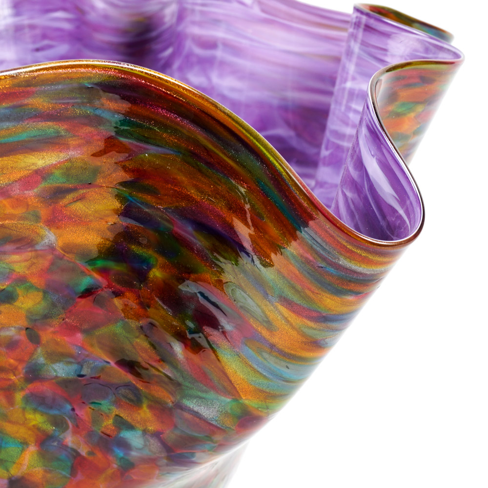 Dirwood 2008 Hand-Blown Artisan "End of Day Glass" Handkerchief Vase