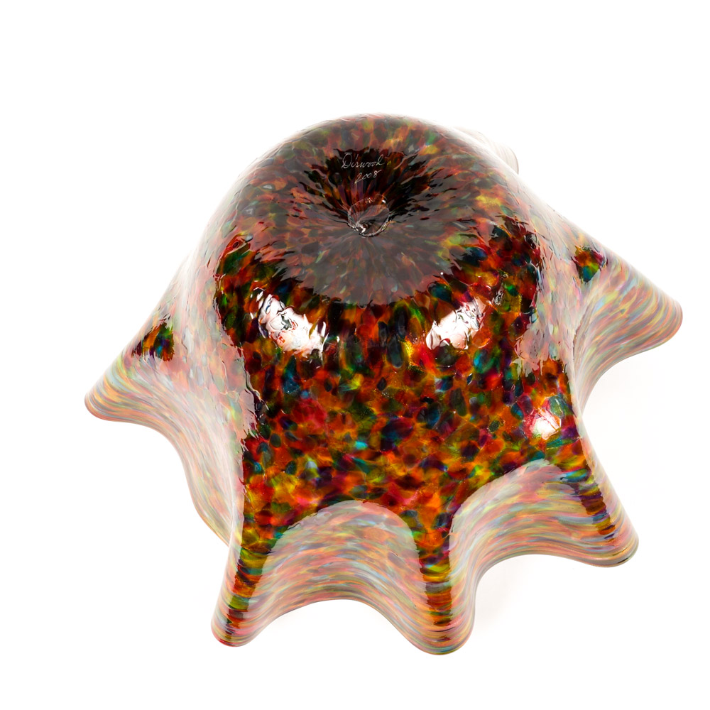 Dirwood 2008 Hand-Blown Artisan "End of Day Glass" Handkerchief Vase