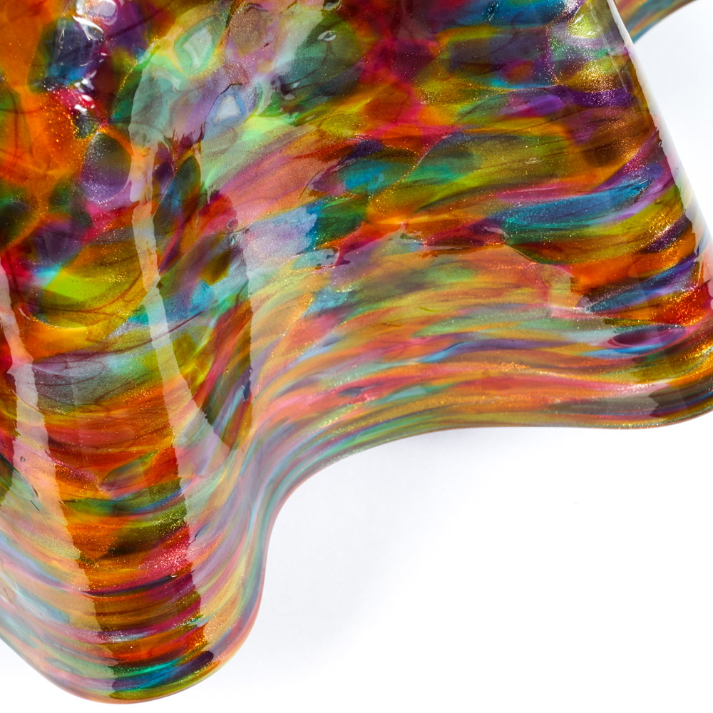 Dirwood 2008 Hand-Blown Artisan "End of Day Glass" Handkerchief Vase