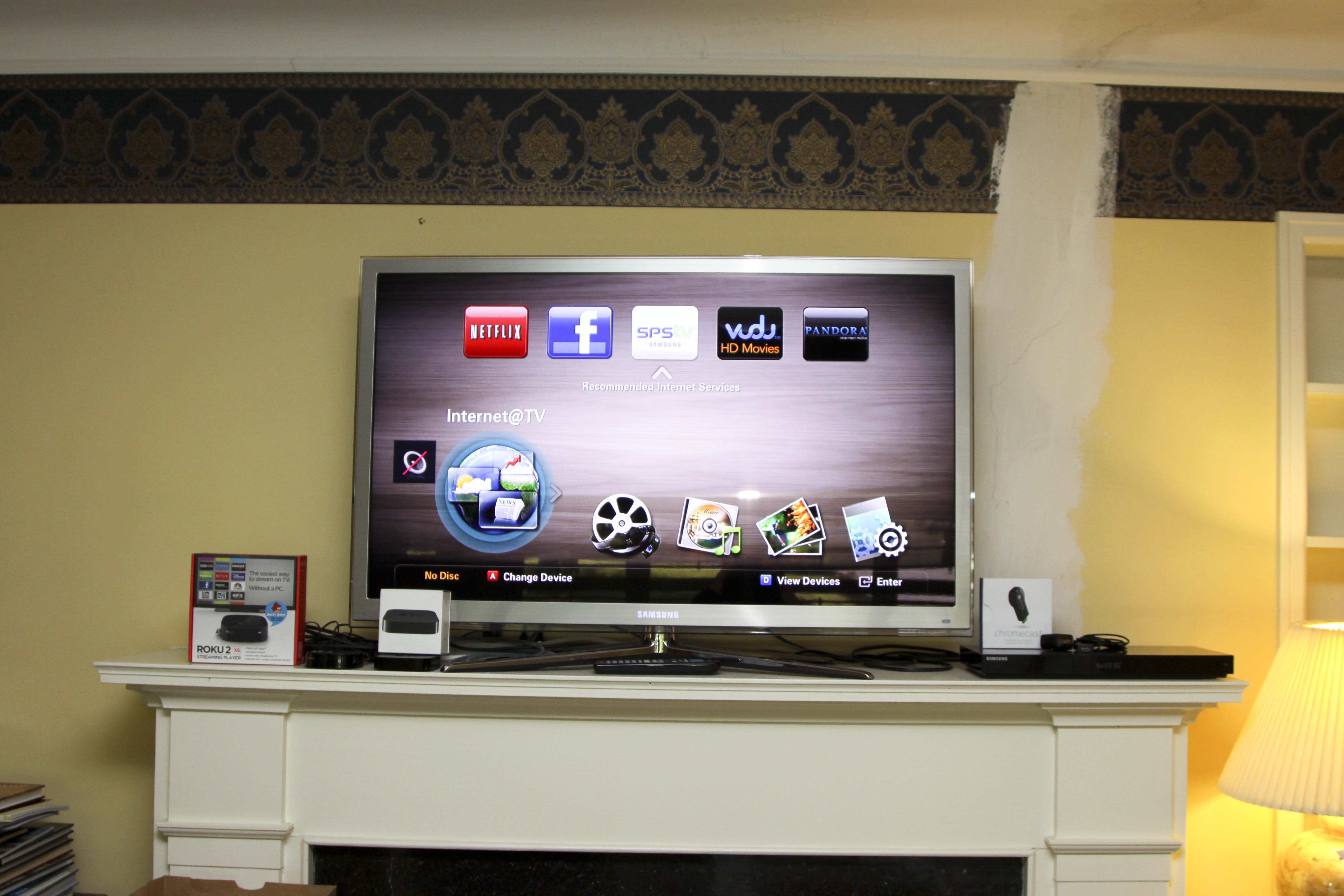 Samsung 46" Television, Samsung Blu-ray, Roku and Apple TV