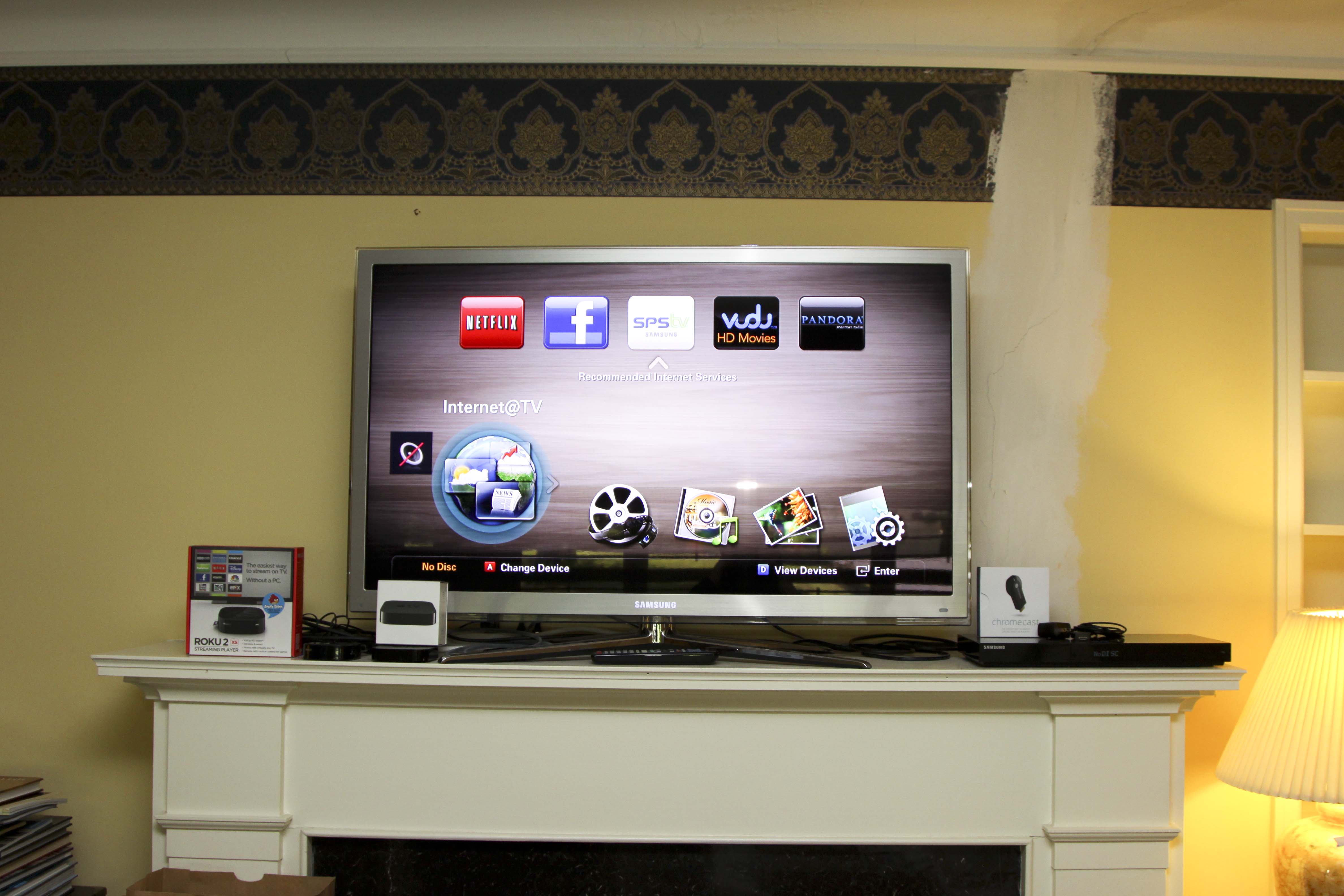Samsung 46" Television, Samsung Blu-ray, Roku and Apple TV