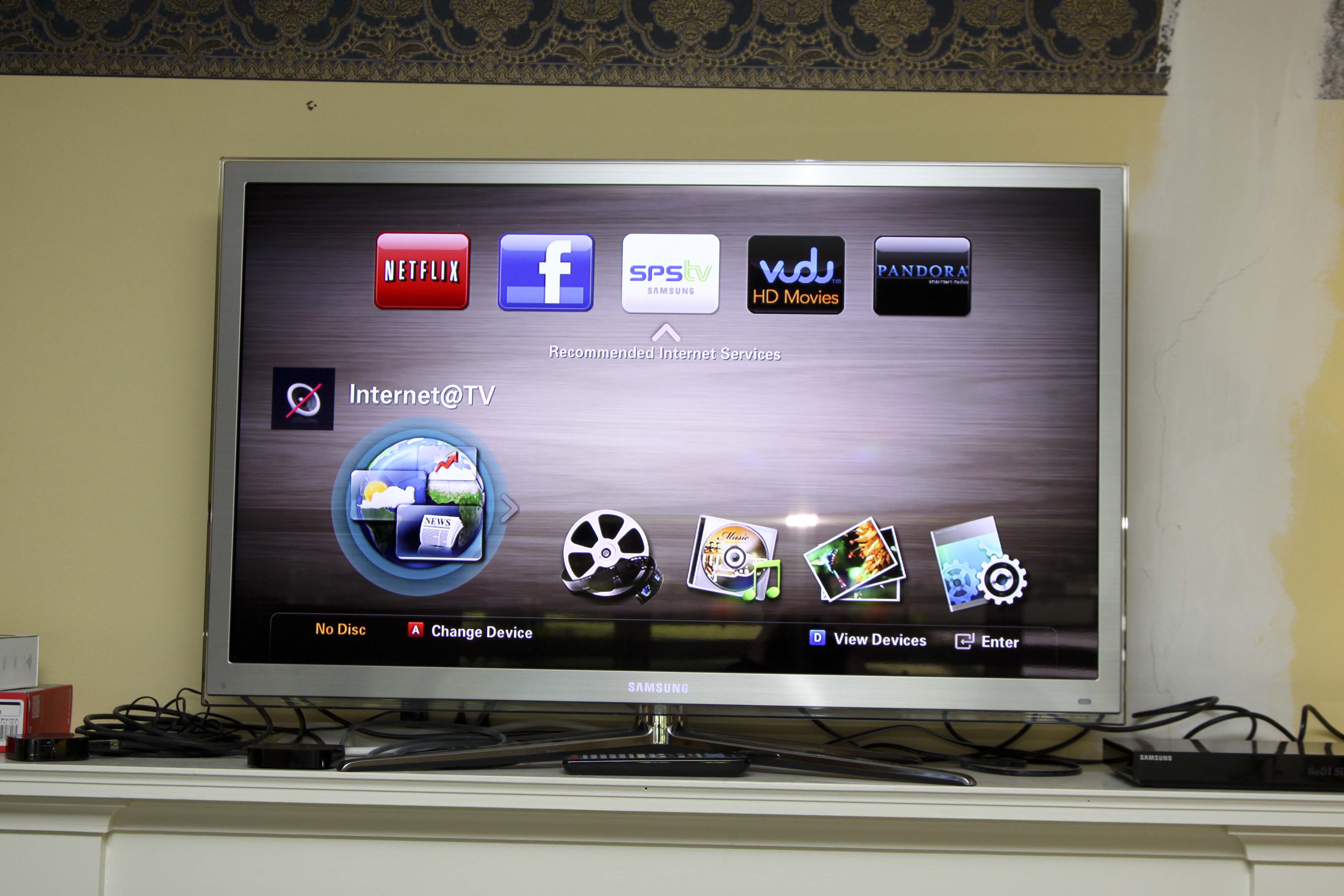 Samsung 46" Television, Samsung Blu-ray, Roku and Apple TV