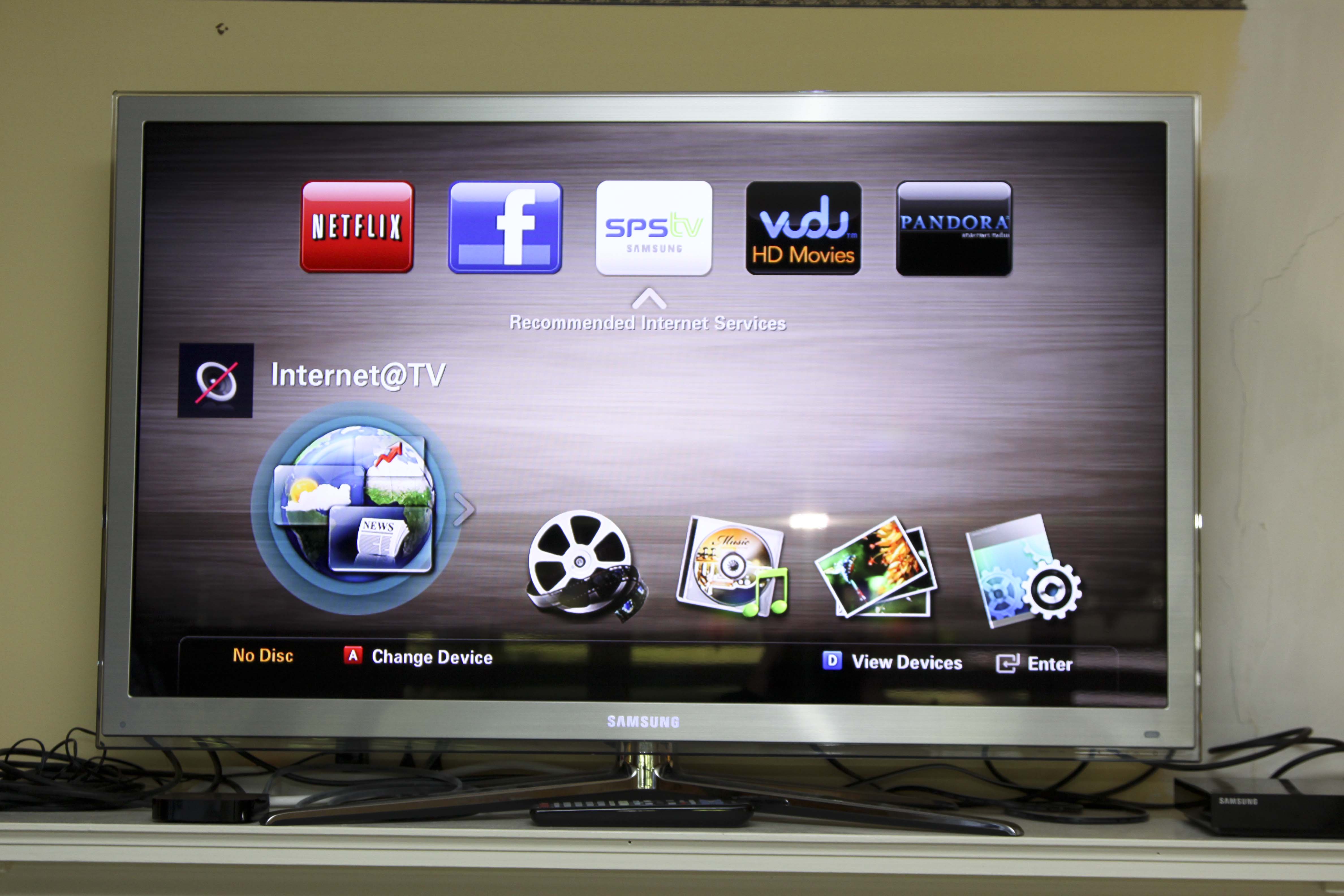 Samsung 46" Television, Samsung Blu-ray, Roku and Apple TV