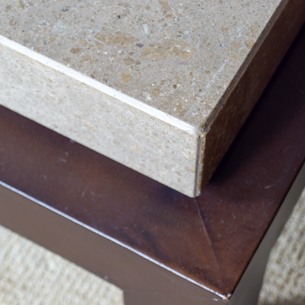 Modernist Style Coffee Table with Travertine Top