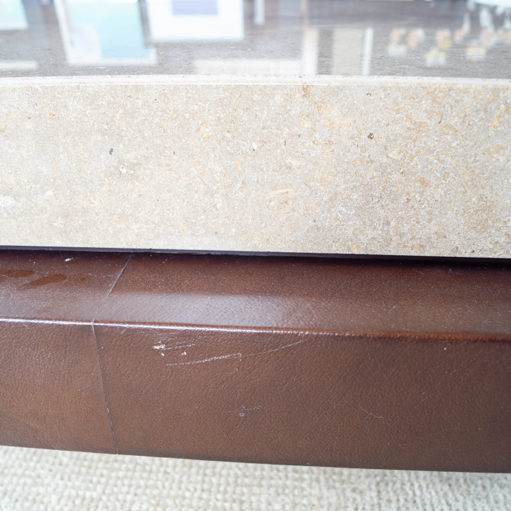 Modernist Style Coffee Table with Travertine Top