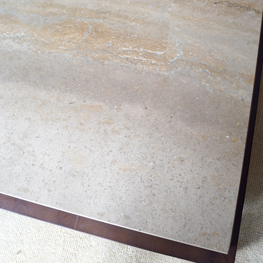 Modernist Style Coffee Table with Travertine Top