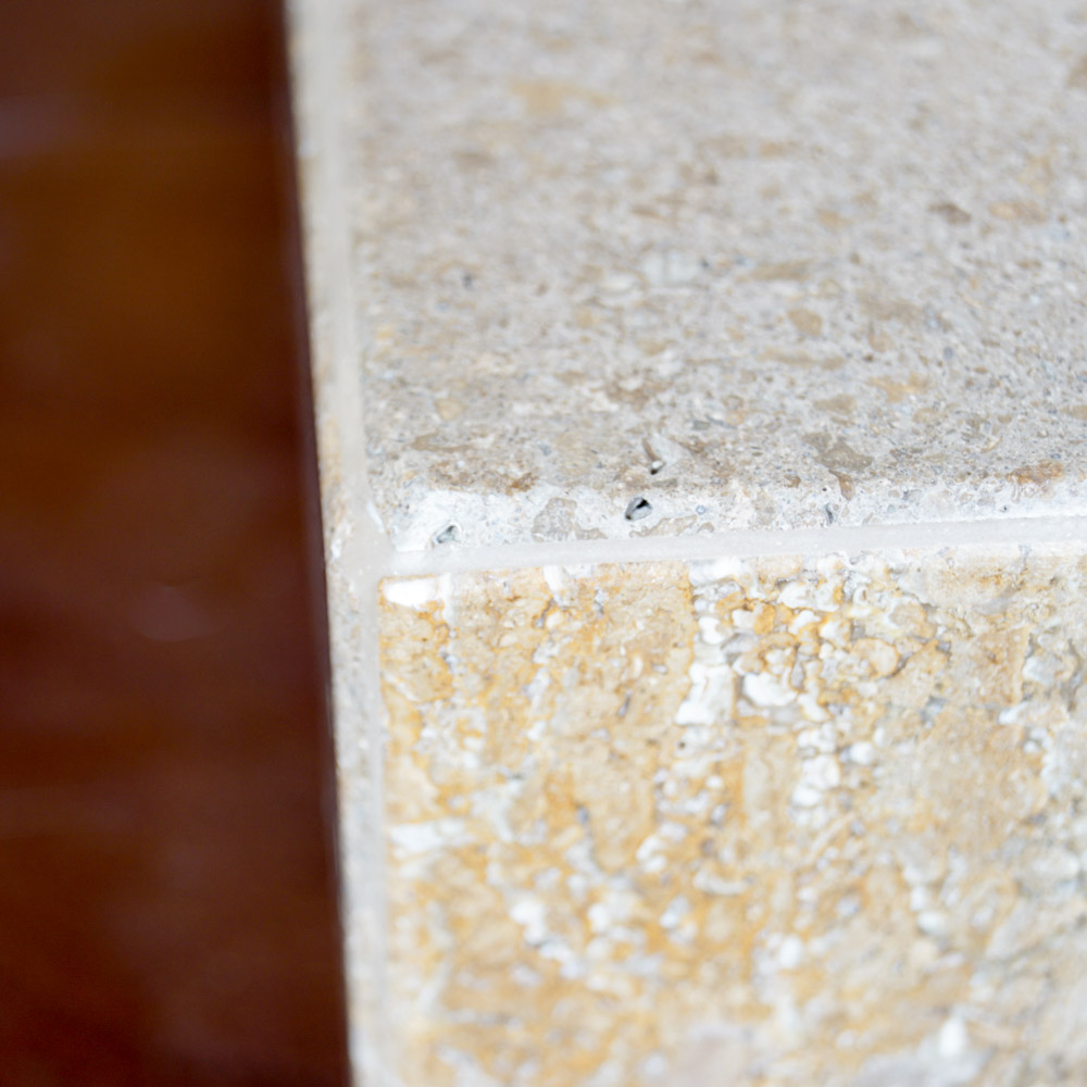 Modernist Style Coffee Table with Travertine Top