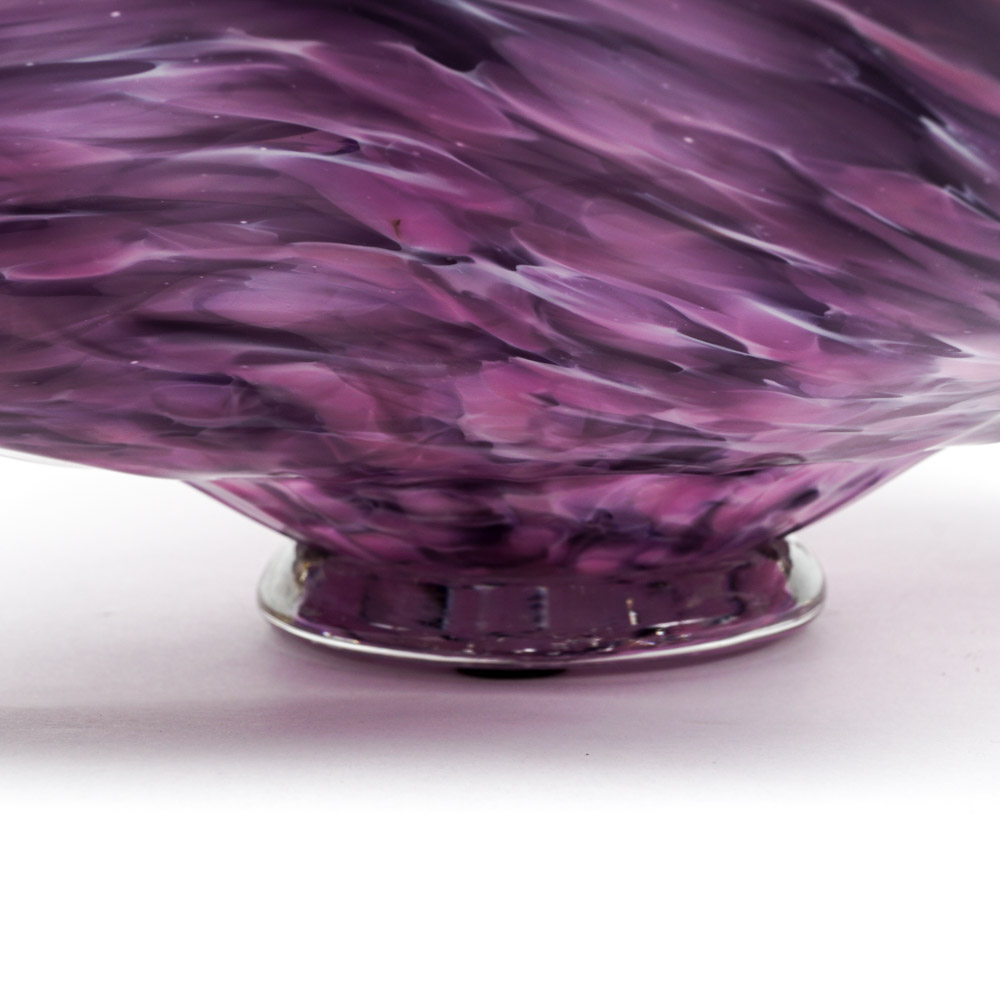 Zac Gorell 2009 Freeform Footed Art Glass Platter in Swirled Purple and White