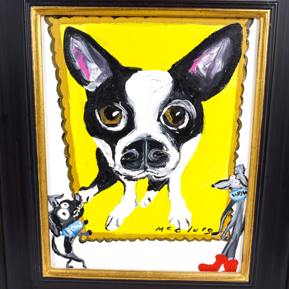 Julia McClurg "Lulu Bella" Oil Paintings of Black and White Dogs