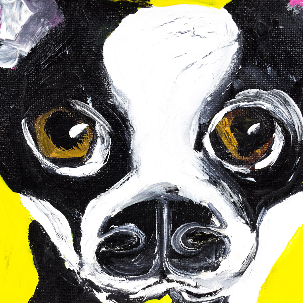 Julia McClurg "Lulu Bella" Oil Paintings of Black and White Dogs