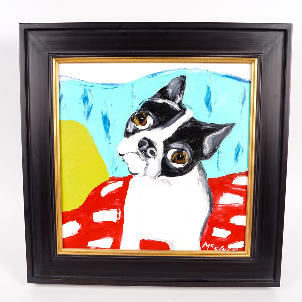 Julia McClurg "Lulu Bella" Oil Paintings of Black and White Dogs