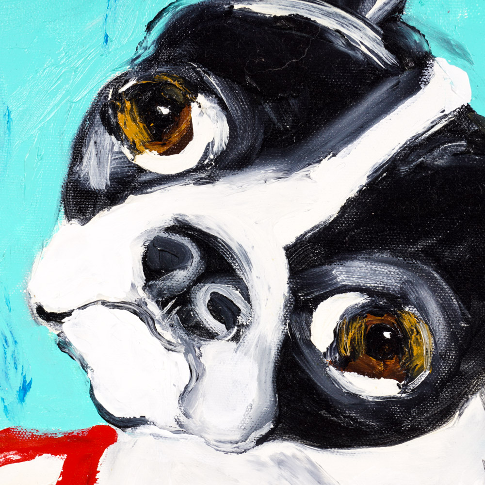 Julia McClurg "Lulu Bella" Oil Paintings of Black and White Dogs