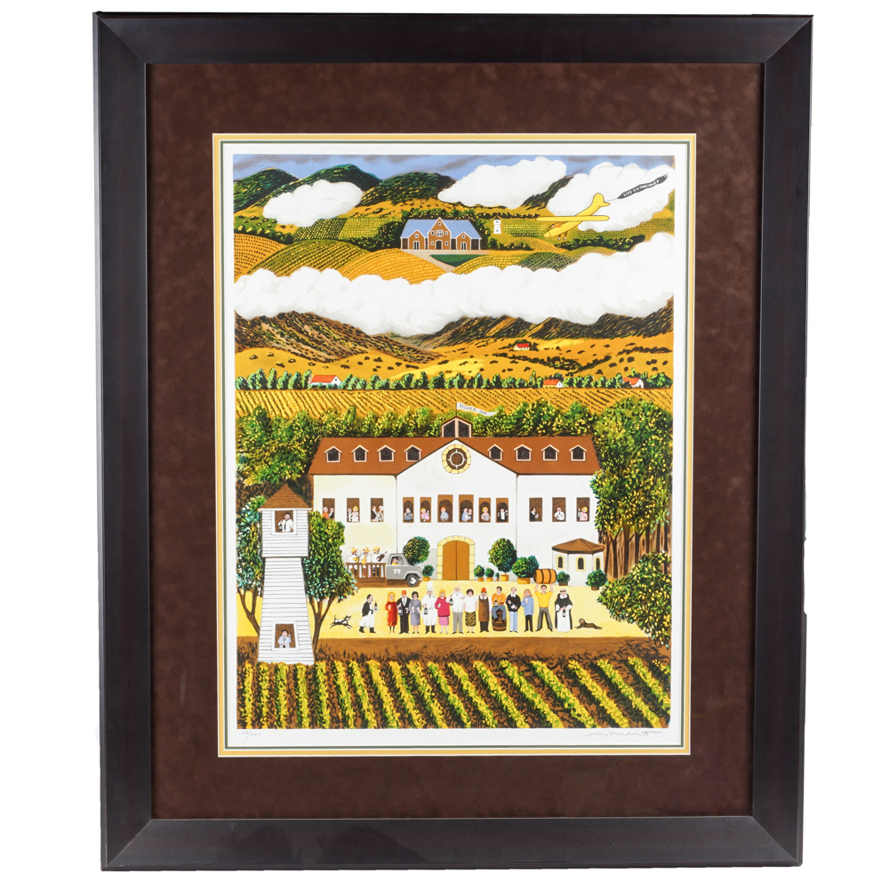Signed Lithograph "Life is a Cabernet" by Guy Buffet