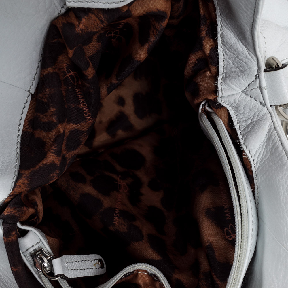 B. Makowsky White Leather Handbag