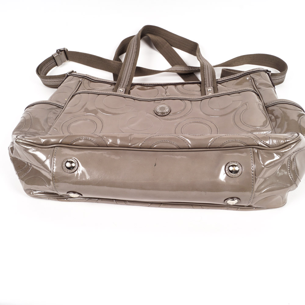 Coach Taupe Patent Leather Diaper Bag
