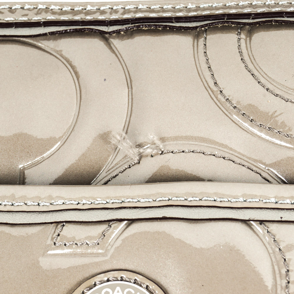 Coach Taupe Patent Leather Diaper Bag