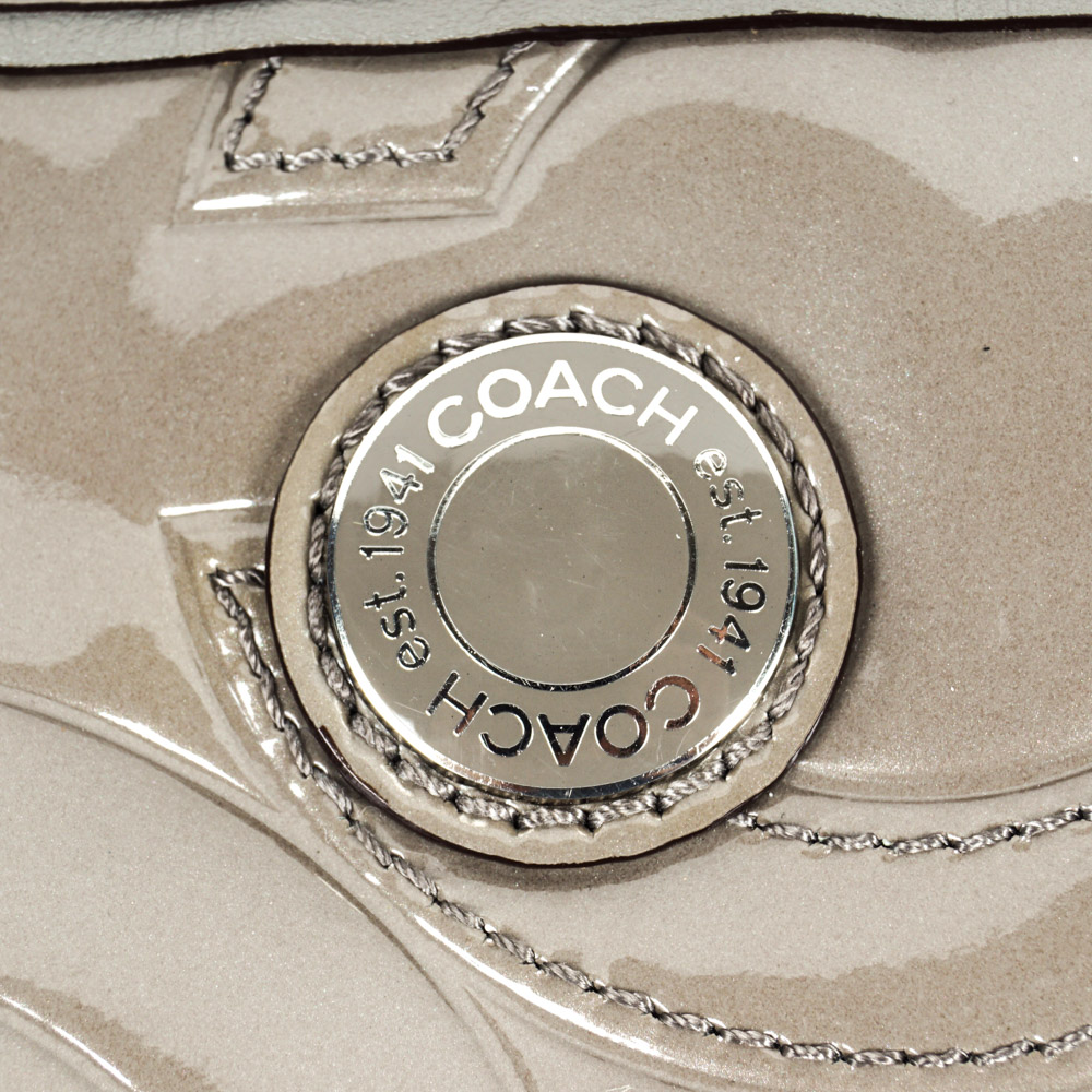 Coach Taupe Patent Leather Diaper Bag