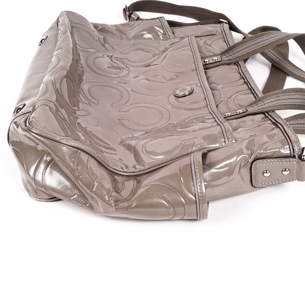 Coach Taupe Patent Leather Diaper Bag