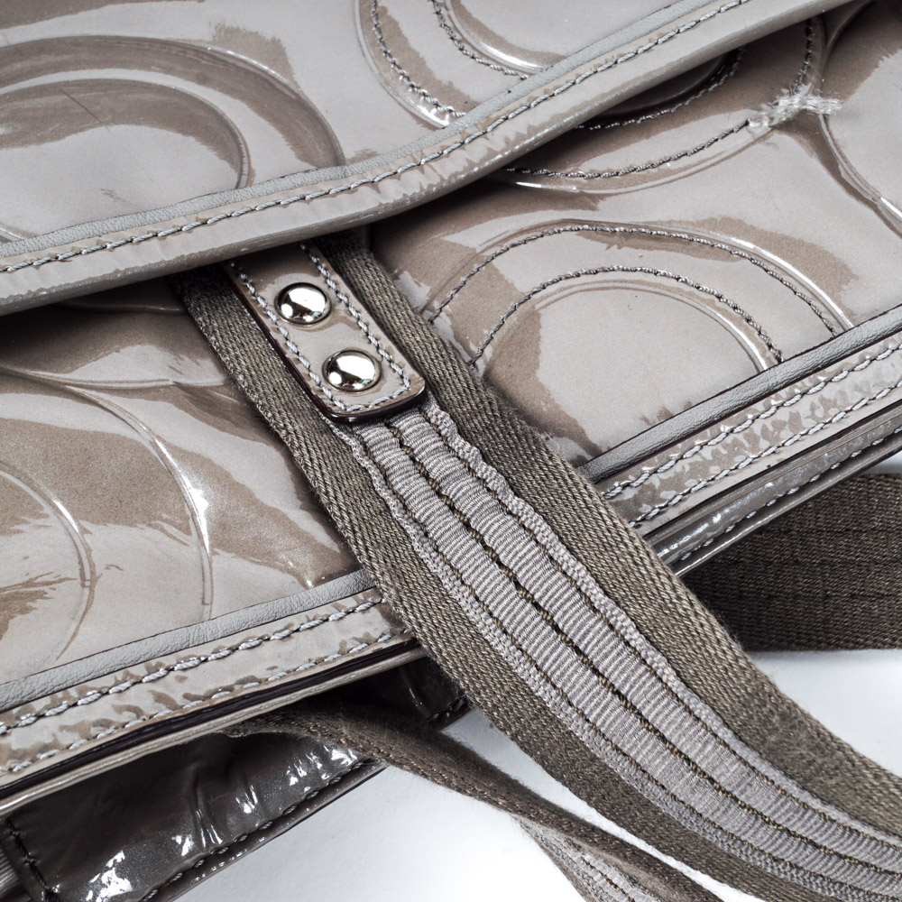 Coach Taupe Patent Leather Diaper Bag