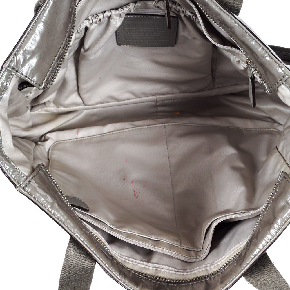 Coach Taupe Patent Leather Diaper Bag