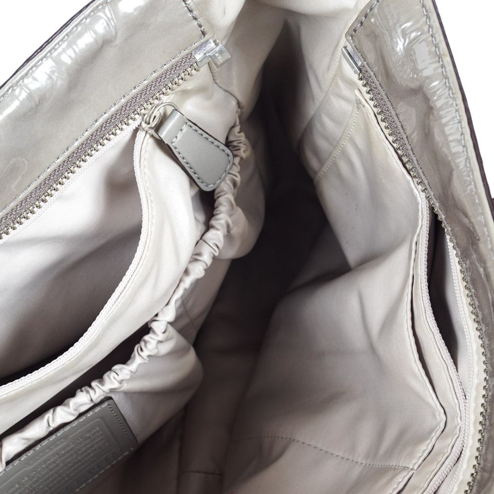 Coach Taupe Patent Leather Diaper Bag