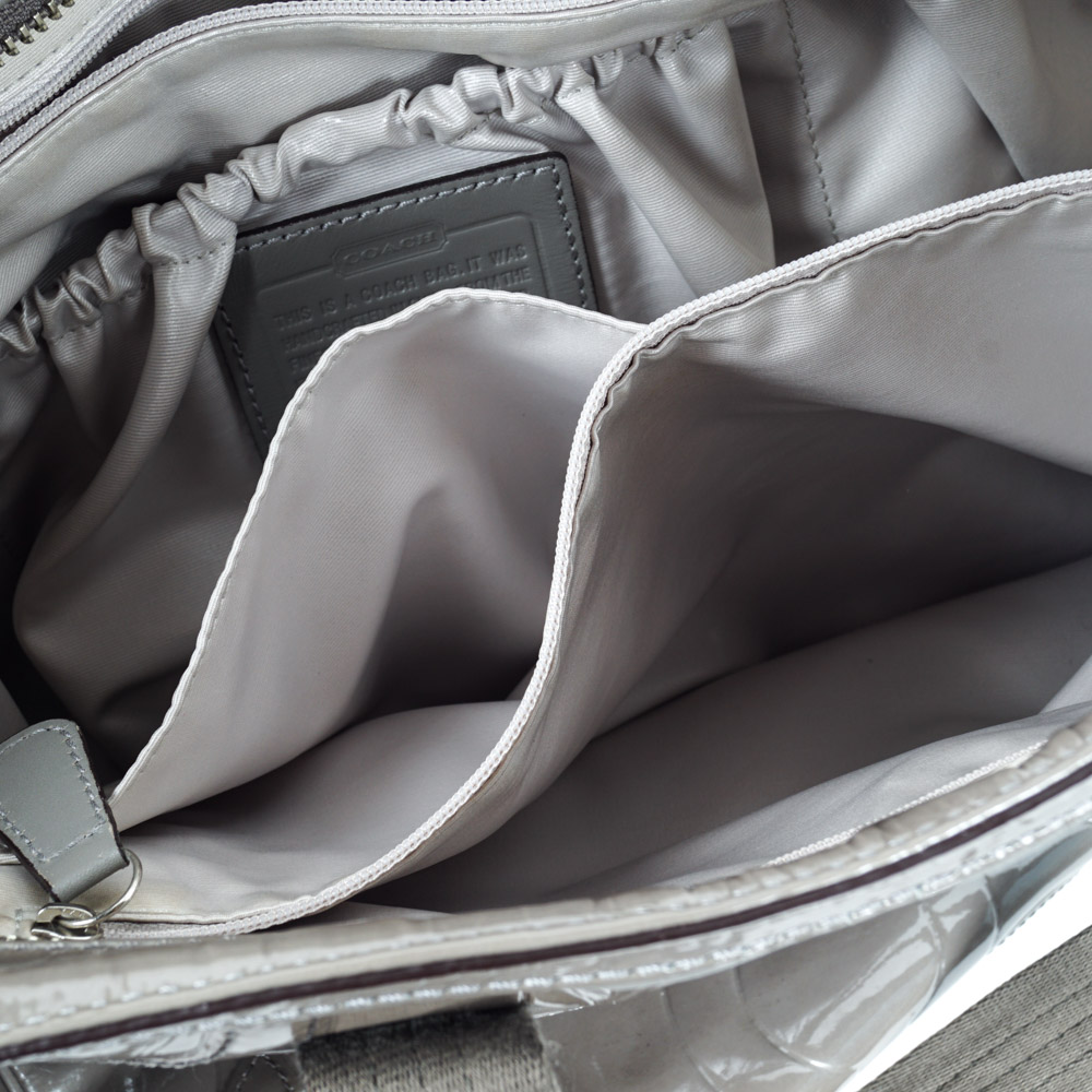 Coach Taupe Patent Leather Diaper Bag
