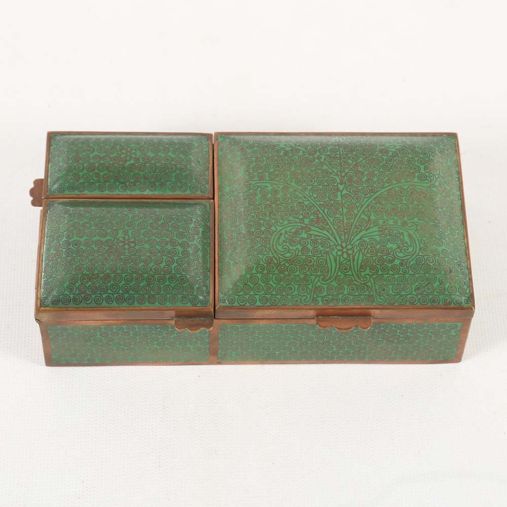 Vintage Cloisonné Style Card Holder and Ash Receiver