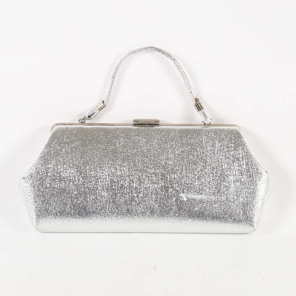 Vintage Metallic Silver Vinyl Evening Bag