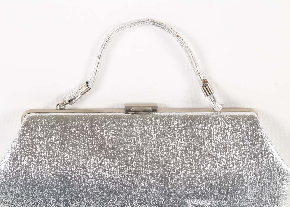 Vintage Metallic Silver Vinyl Evening Bag