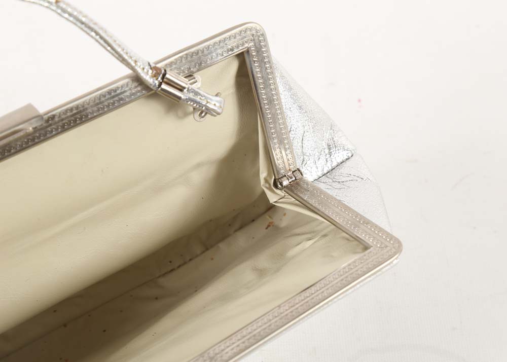 Vintage Metallic Silver Vinyl Evening Bag