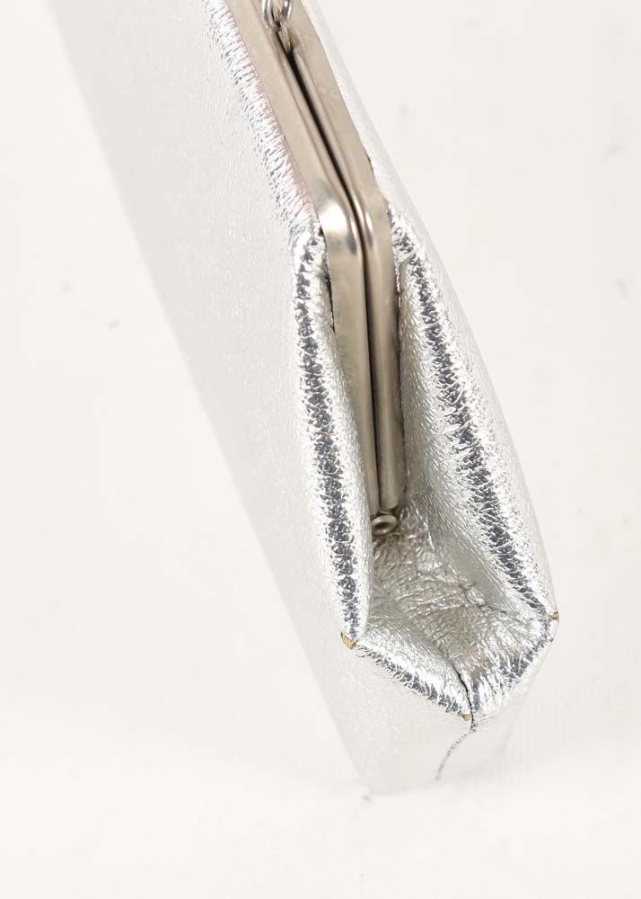 Vintage Metallic Silver Vinyl Evening Bag