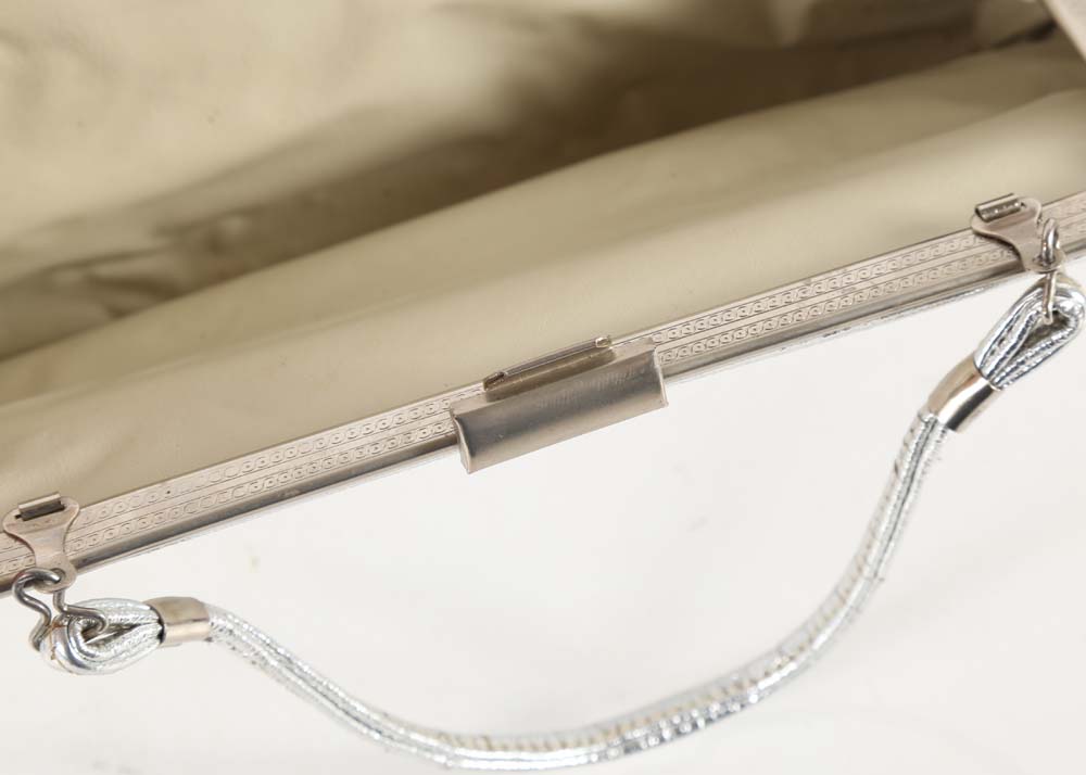 Vintage Metallic Silver Vinyl Evening Bag