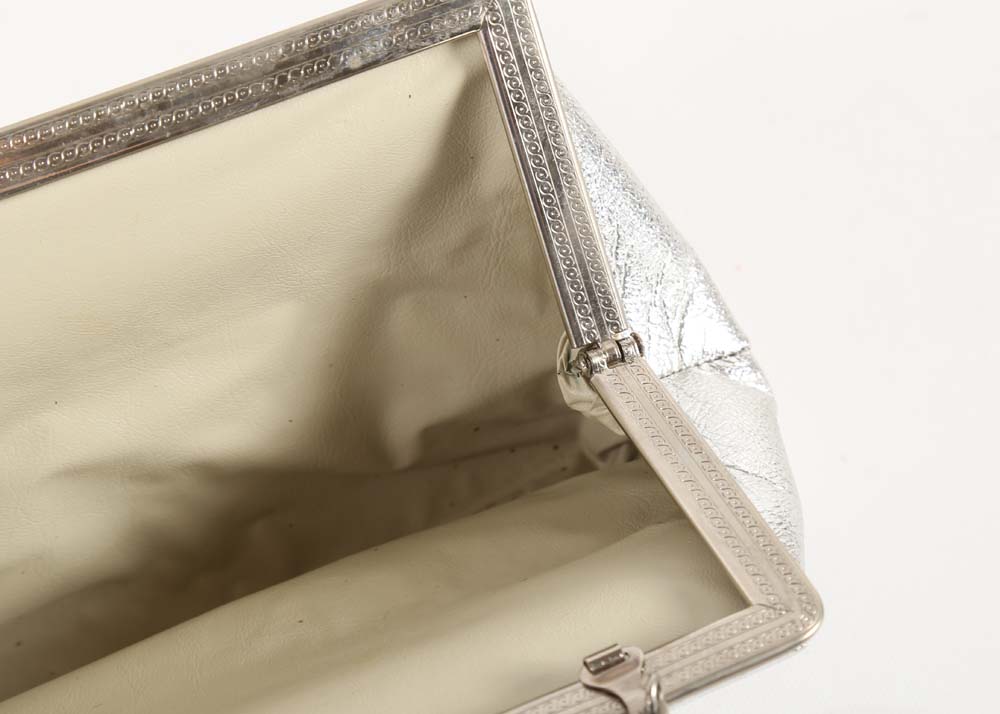 Vintage Metallic Silver Vinyl Evening Bag