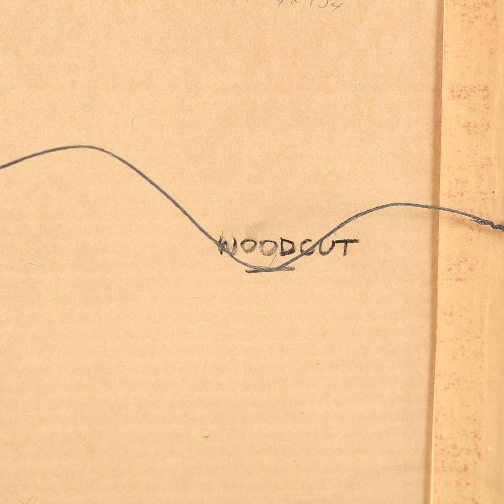 Baker 1967 Woodblock Print "The Guitarist"