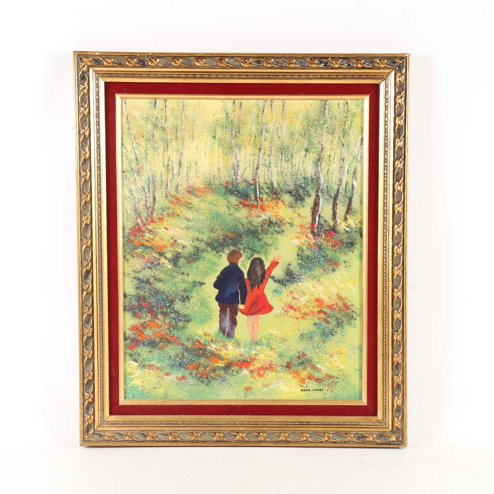 Mark Moses Original Enamel on Copper Painting