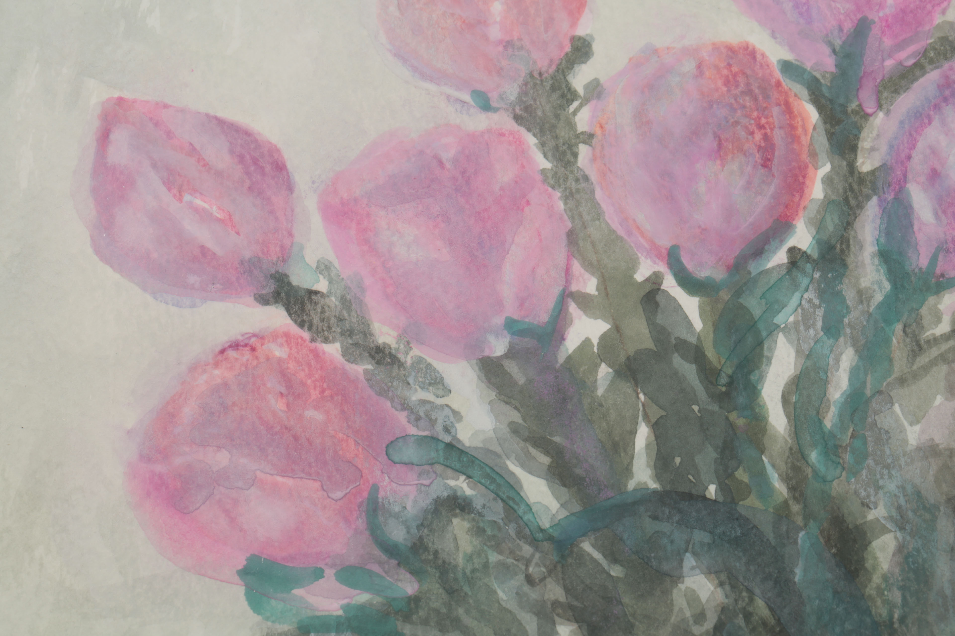 Loretta Swit Watercolor Painting on Paper of Tulips