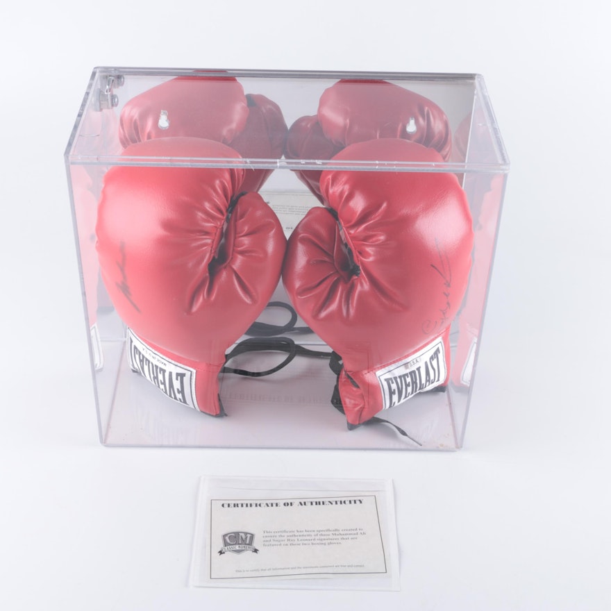 Muhammad Ali and Sugar Ray Leonard Signed Boxing Gloves