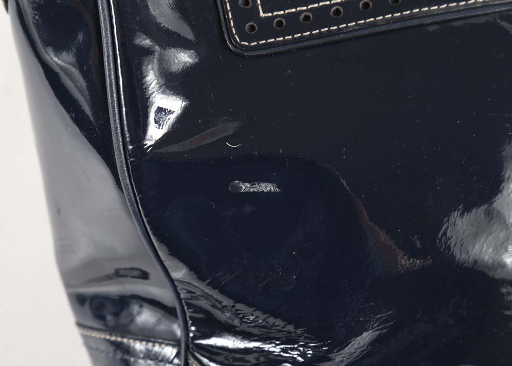 Coach Ashley Navy Blue Patent Leather Satchel Bag