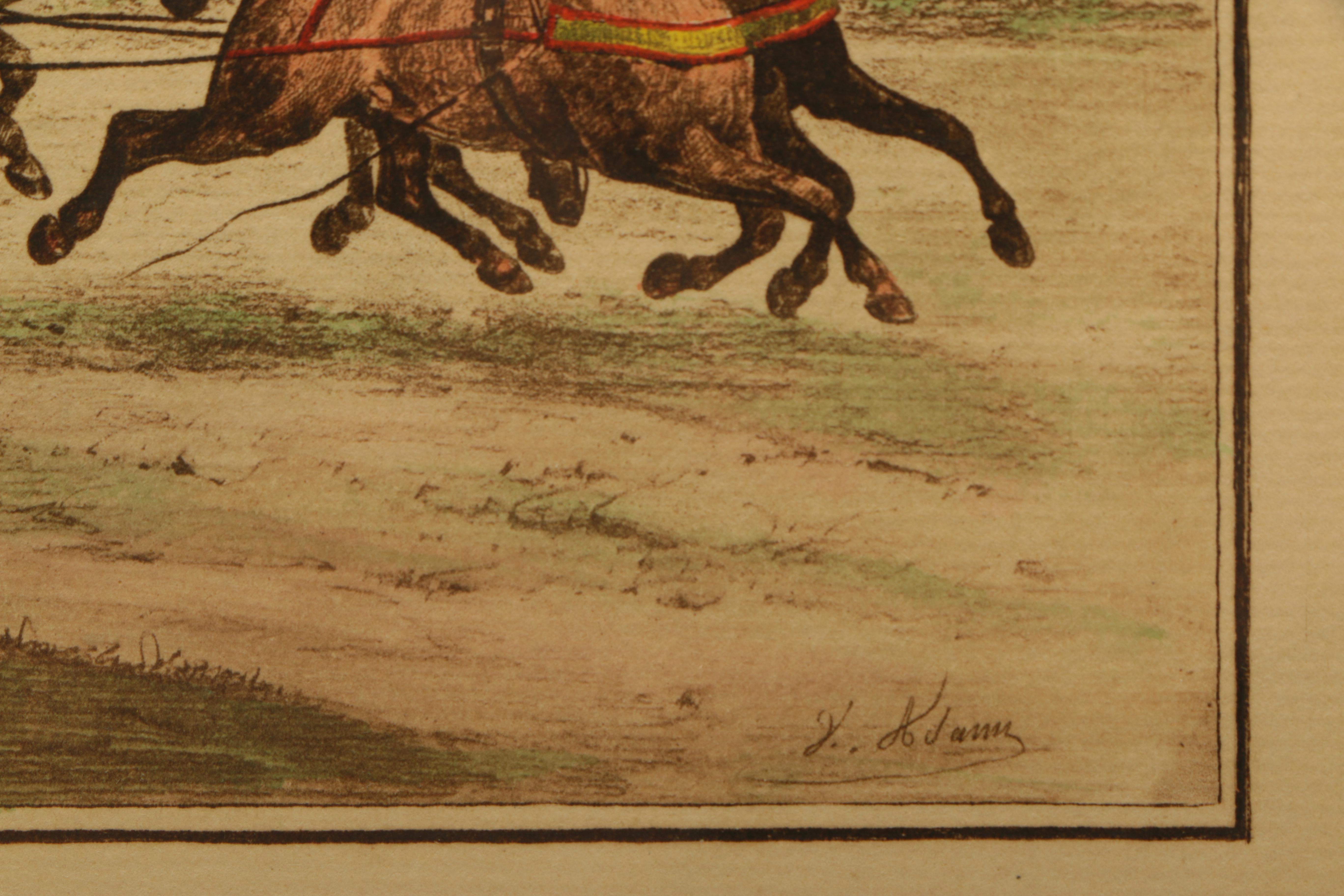 After Horace Vernet and Victor-Jean Vincent Adam Hand-Colored Lithographs