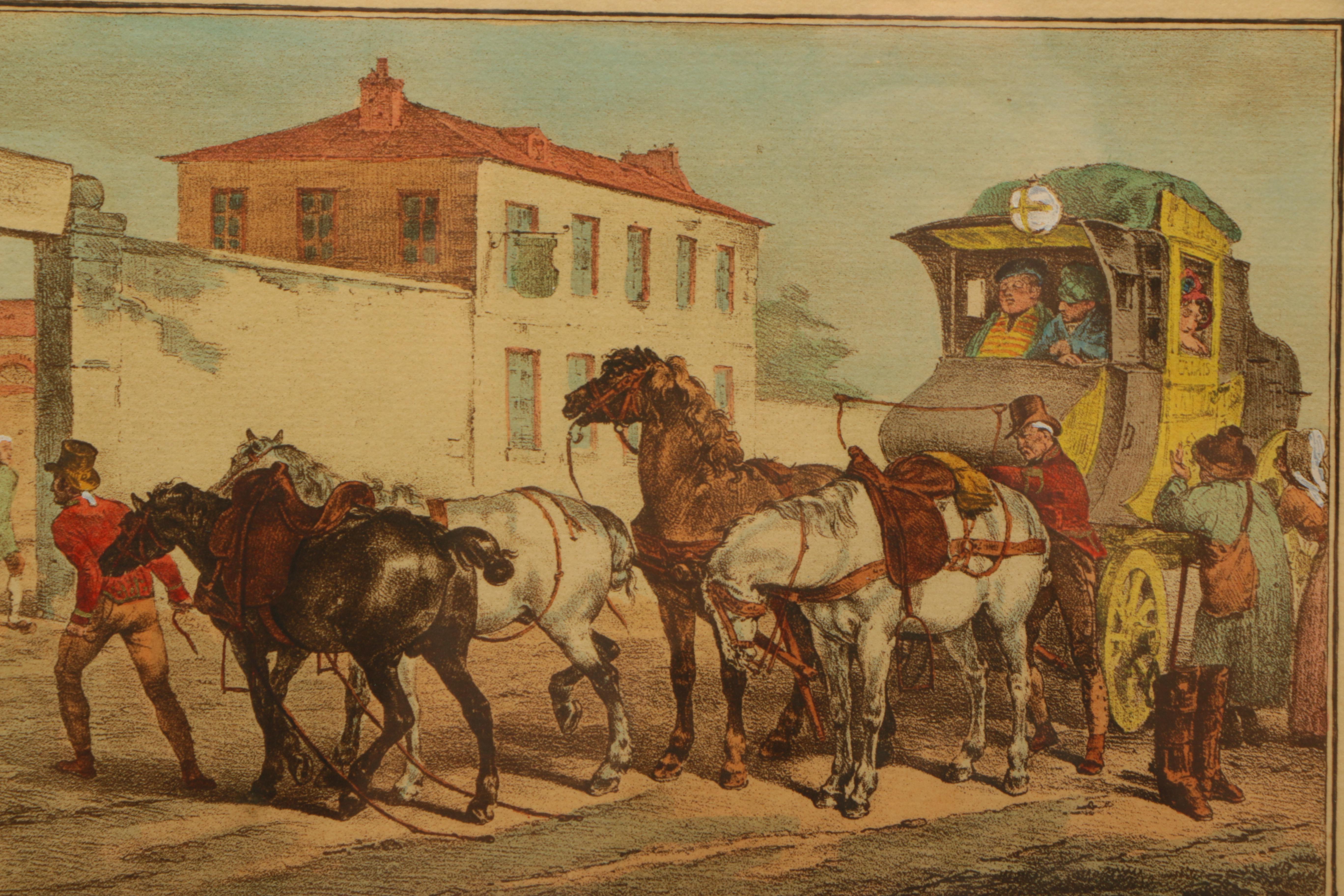 After Horace Vernet and Victor-Jean Vincent Adam Hand-Colored Lithographs