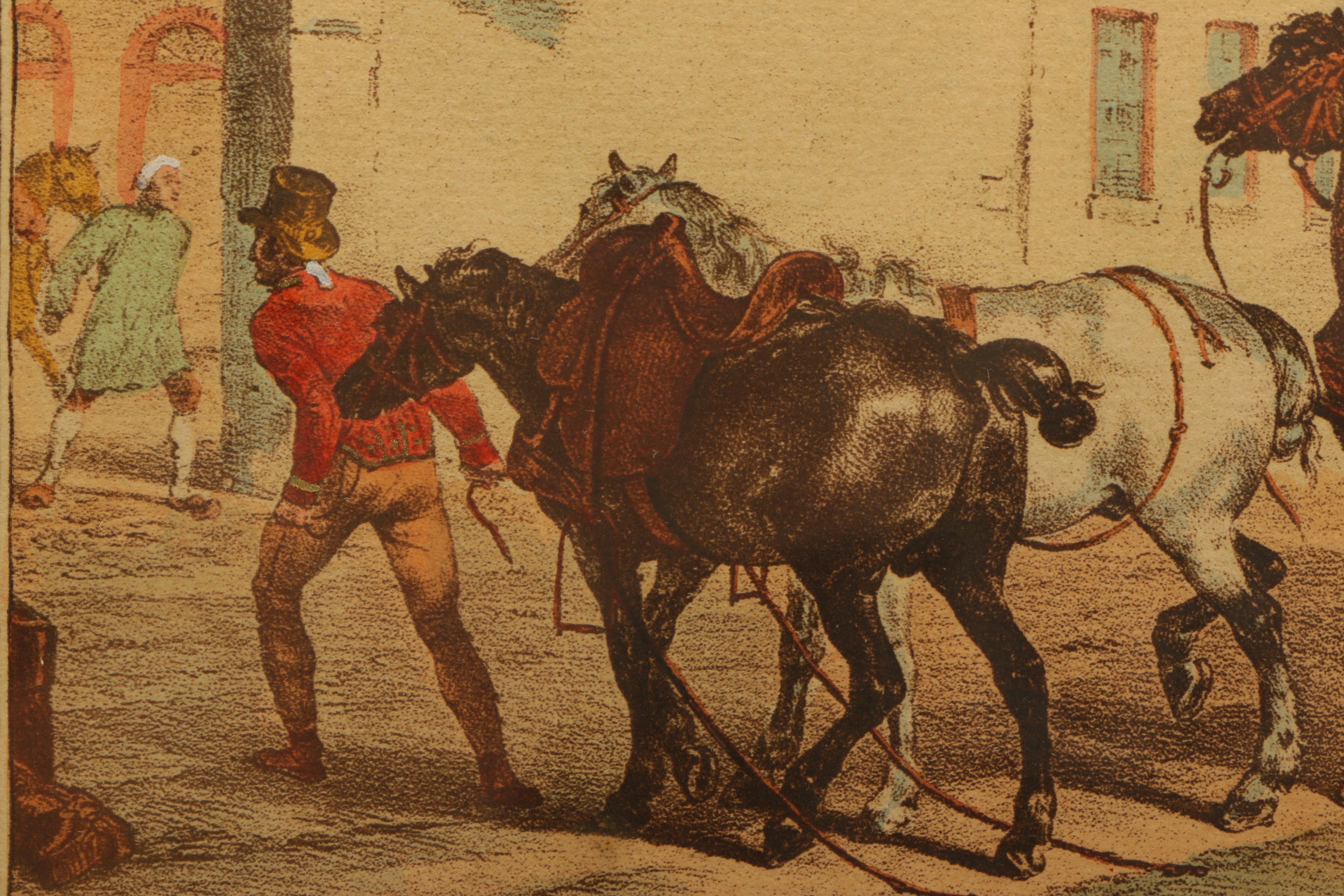 After Horace Vernet and Victor-Jean Vincent Adam Hand-Colored Lithographs