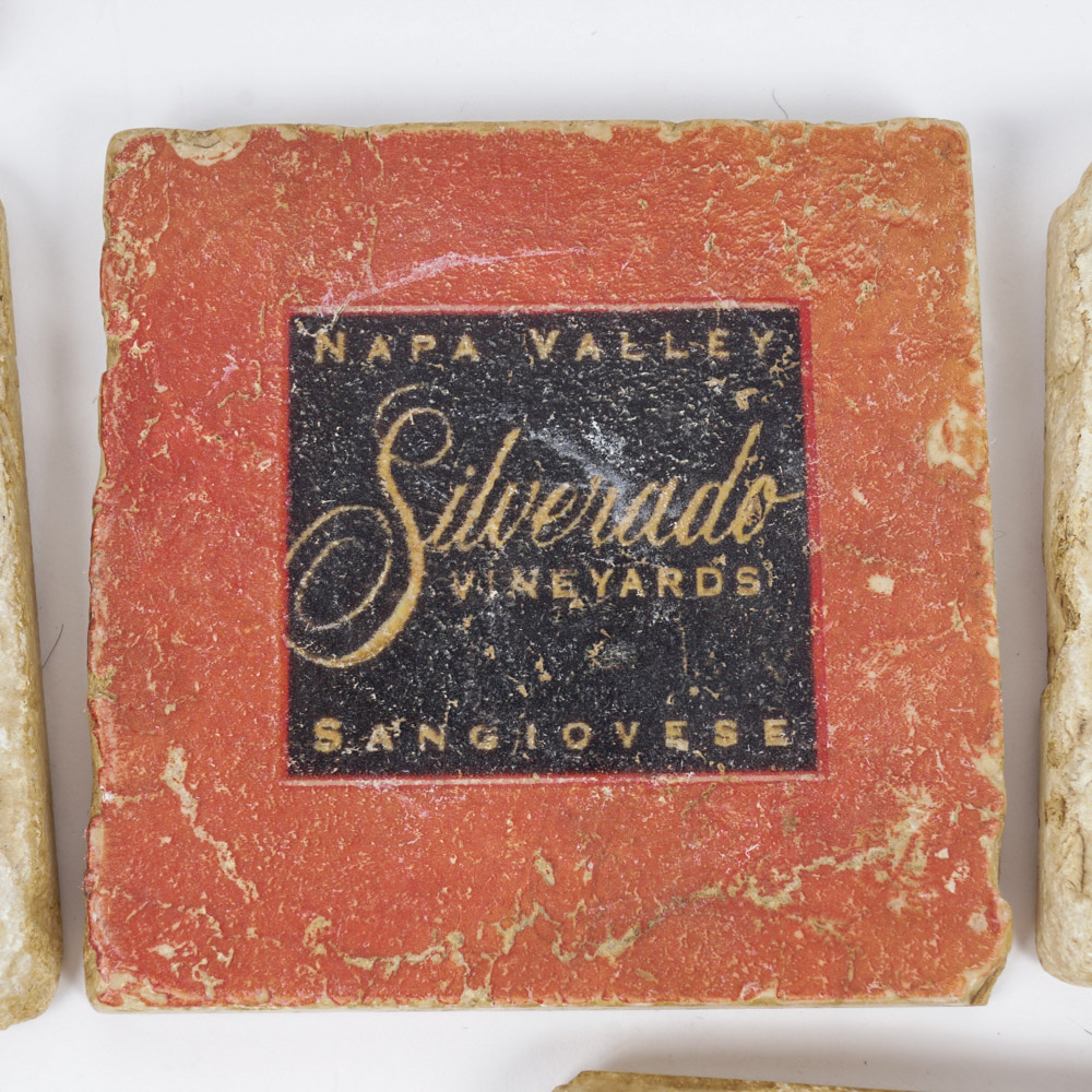 Wine Label Coasters and Wine Carafes