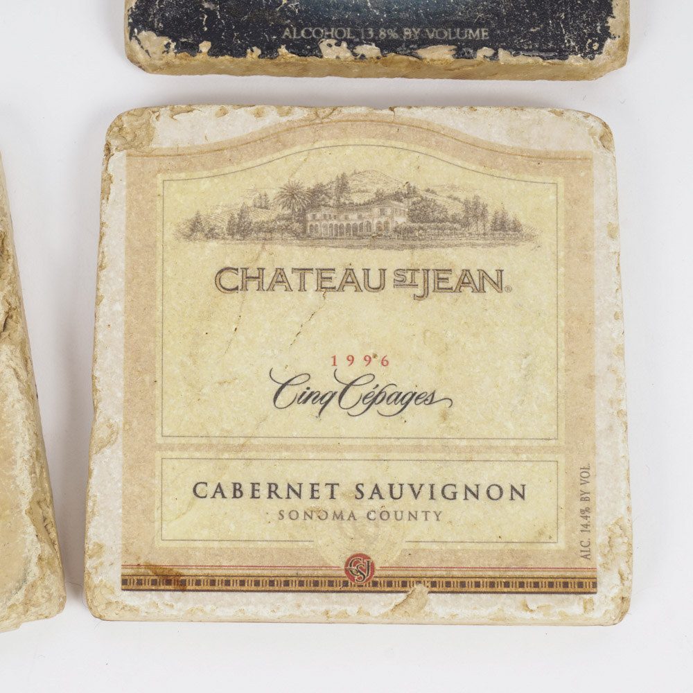 Wine Label Coasters and Wine Carafes