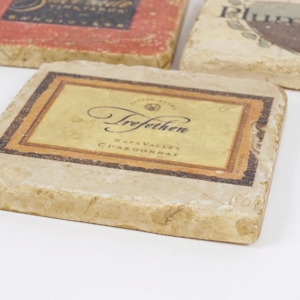 Wine Label Coasters and Wine Carafes