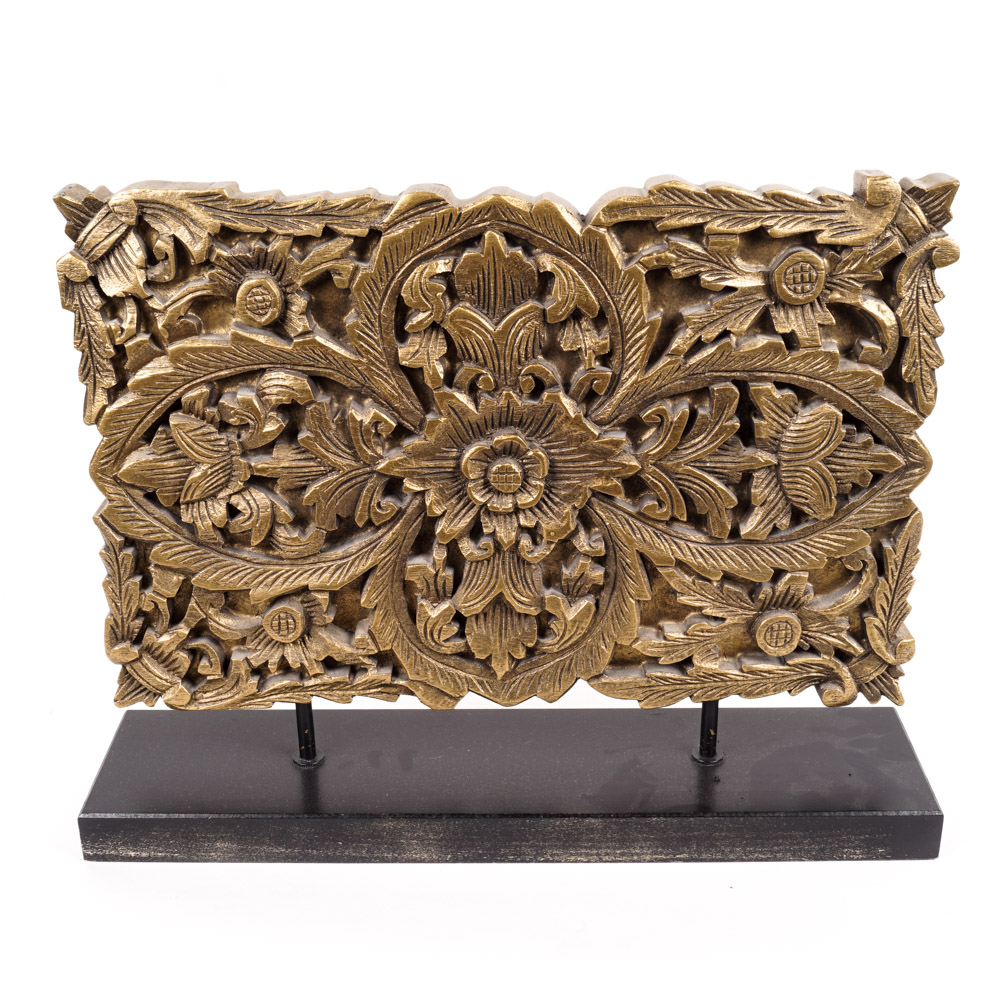 Austin Sculpture Floral Relief Décor "Oblong Temple Fragment"