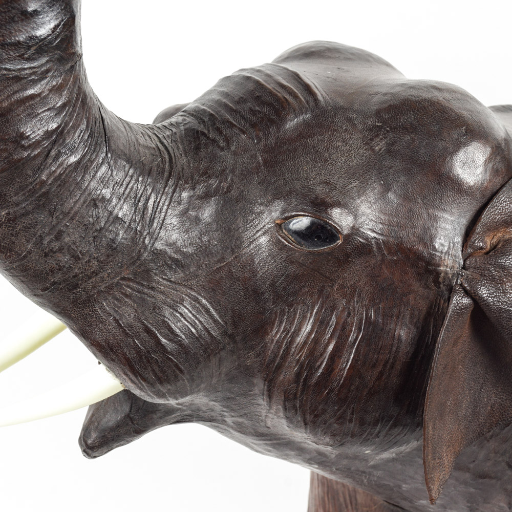 Cast Resin and Leather Asian Elephant Figure