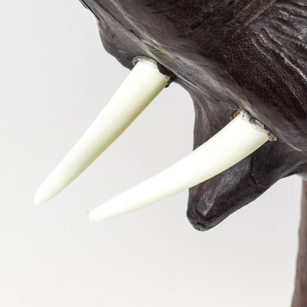 Cast Resin and Leather Asian Elephant Figure
