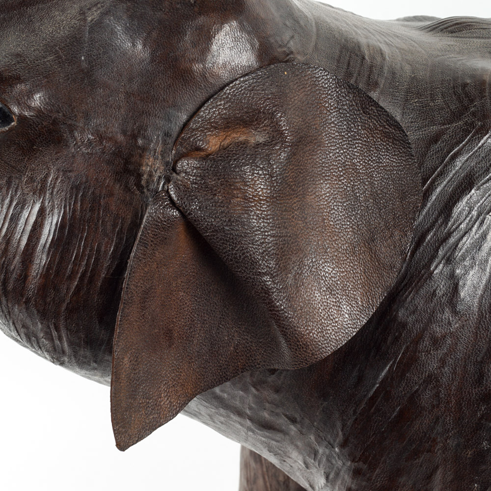 Cast Resin and Leather Asian Elephant Figure