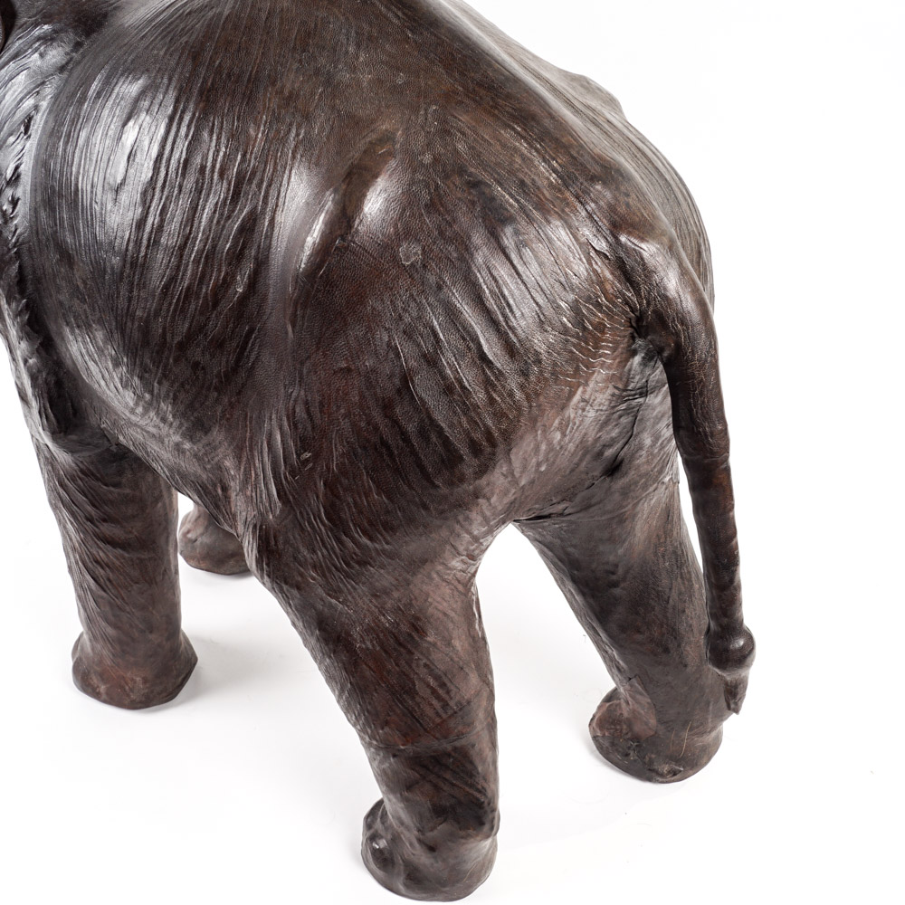 Cast Resin and Leather Asian Elephant Figure